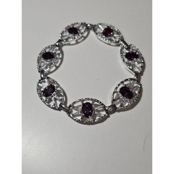 **Final Sale** Sarah Coventry silver tone and purple bracelet - Picture 12 of 12